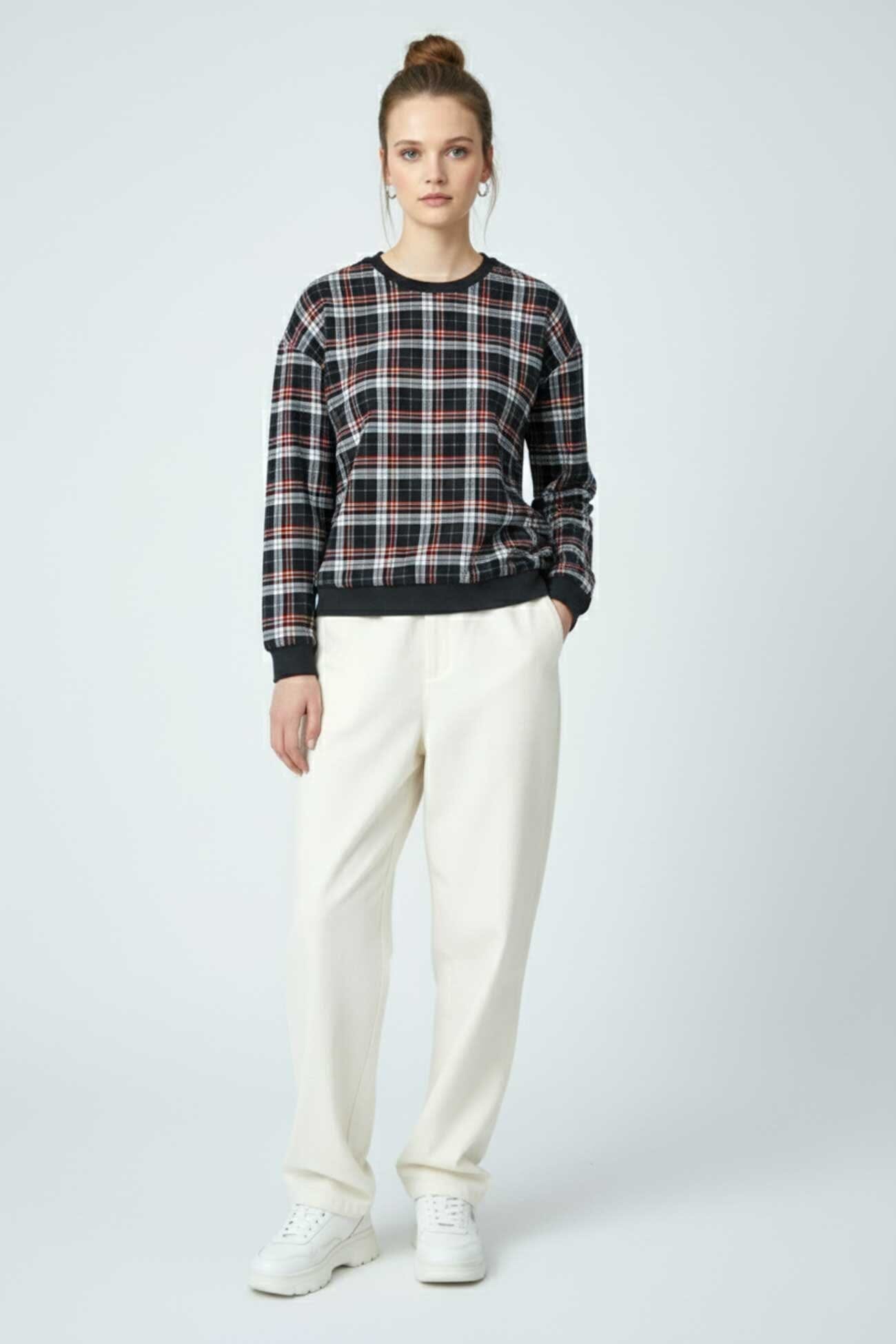 East West Women's Plaid Sweat Shirt